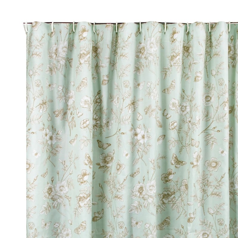 Vola Shower Curtain, 72 Inch, Floral Pattern, Light Green Polyester