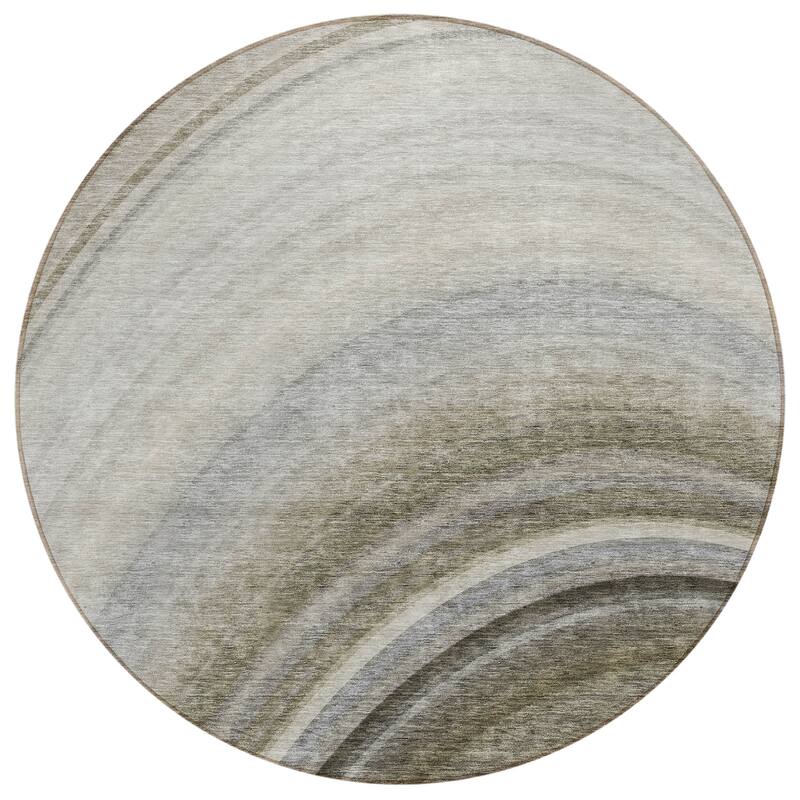 Machine Washable Indoor/ Outdoor Chantille Abstract Wave Rug
