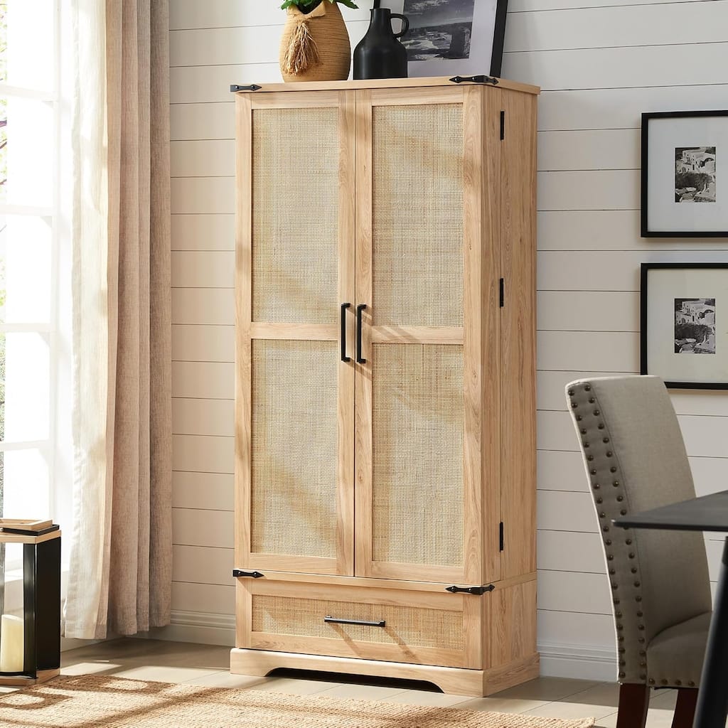 72" Tall Kitchen Pantry Cabinet, Storage Cabinet, Large Cabinet - Natural Oak