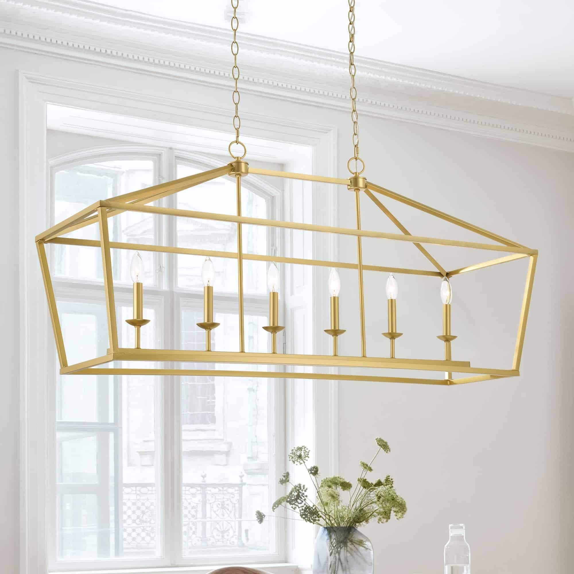 Acroma Modern Farmhouse 6-light Black/ Gold Rectangle Linear Chandelier with UL Certified