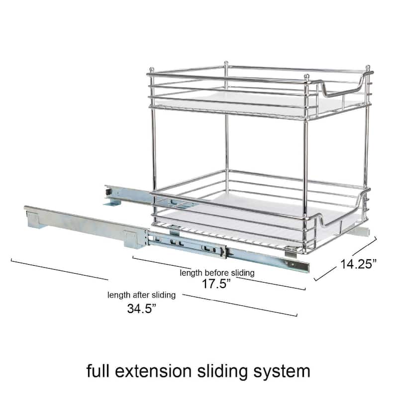 Household Essentials 2-Tier Steel Pull-OutStorage Organizer with Plastic Liners