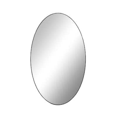 Wooden Oval Wall Mirror with Thin Frame - Black - Roche River Decor