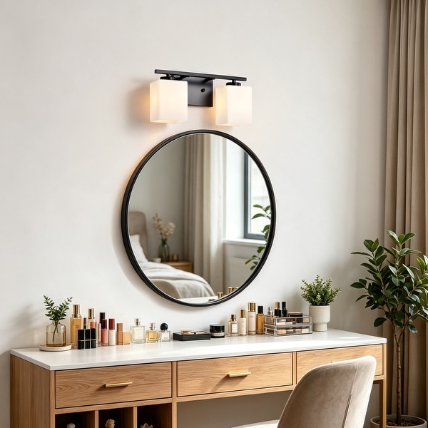 Dimmable 2/3/4-Light Bathroom Vanity Light, Etched Shades, Indoor