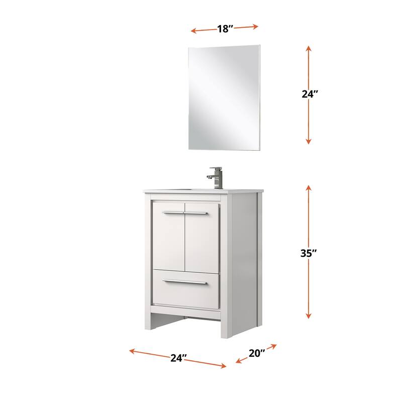 Lafarre Bath Vanity with Quartz Top, Sink, Mirror and Chrome Faucet