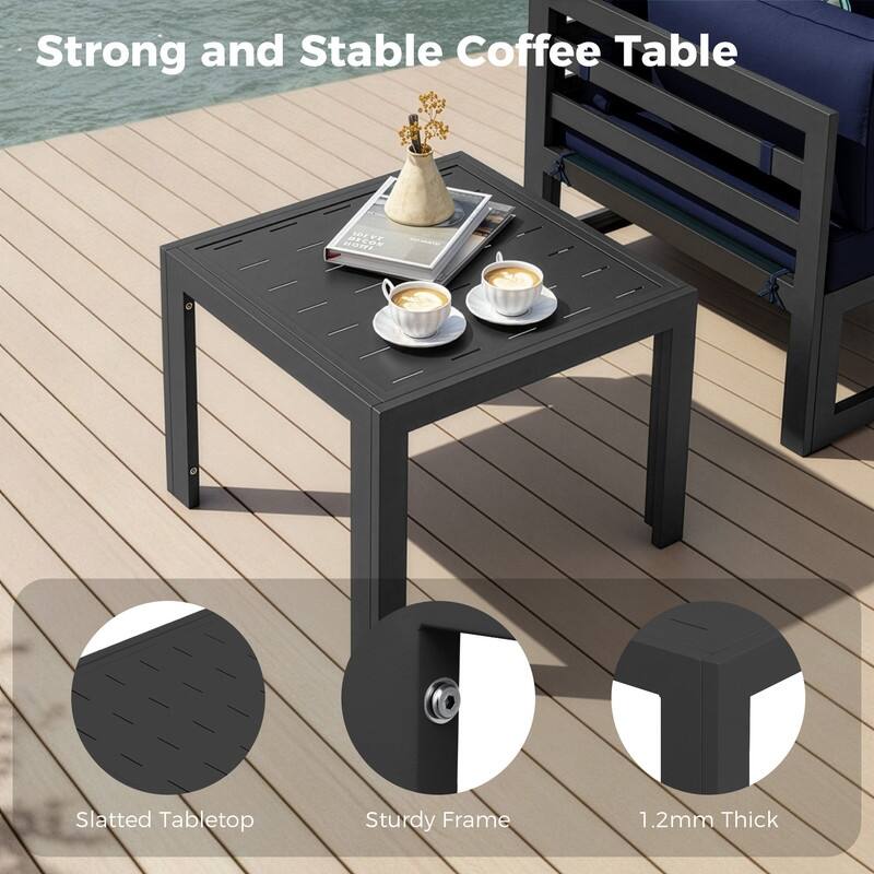 11-Piece Luxury Aluminum Outdoor Furniture Set with Chaise Lounge & Fire Pit Table, 29" Deep Seating Aluminum Patio Sectional