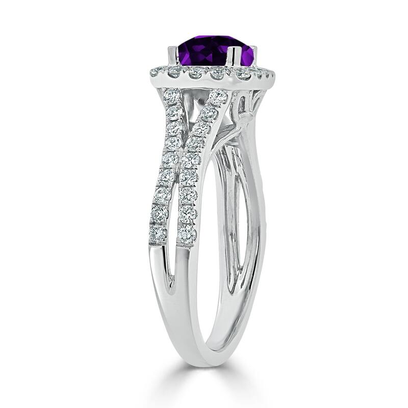 Auriya 1/2ct Cushion-cut Purple Amethyst Halo Diamond Engagement Ring 5/8ctw 14k Gold
