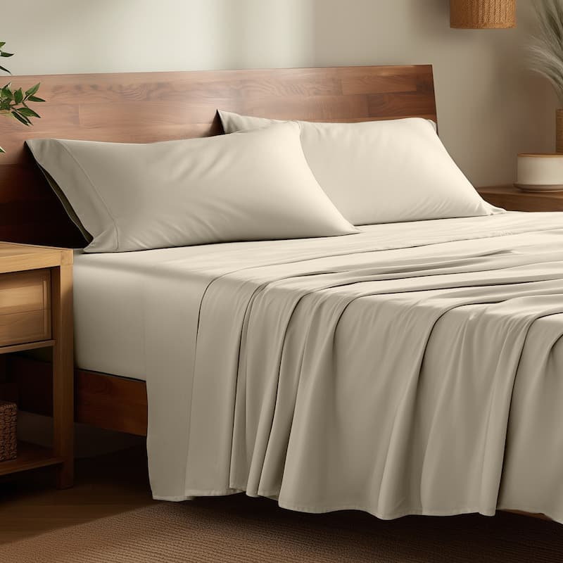 Bare Home Rayon from Bamboo Sheet Set - Deep Pocket - Breathable - Twin XL - Sand