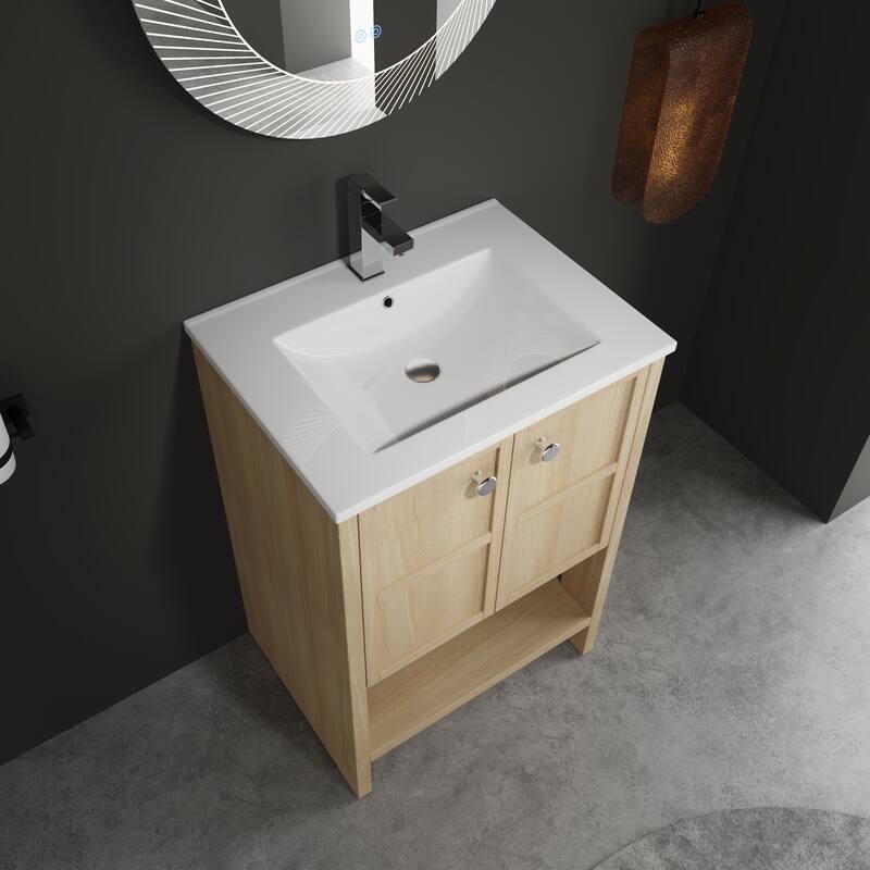 24" Freestanding Bathroom Vanity whit Ceramic Sink