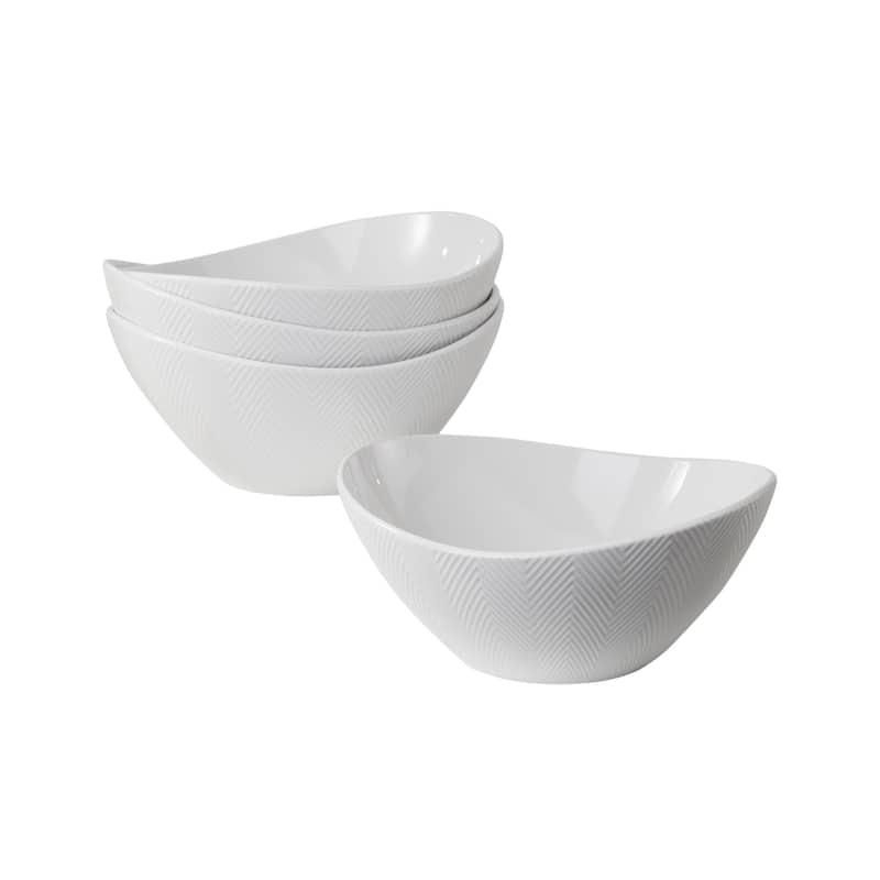 Euro Ceramica Highlands White Porcelain 3 Piece / 4 Piece Serving Bowl Set