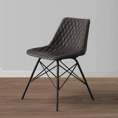 20" Faux Leather Accent Chair with Diamond Stitched and Metal Frame