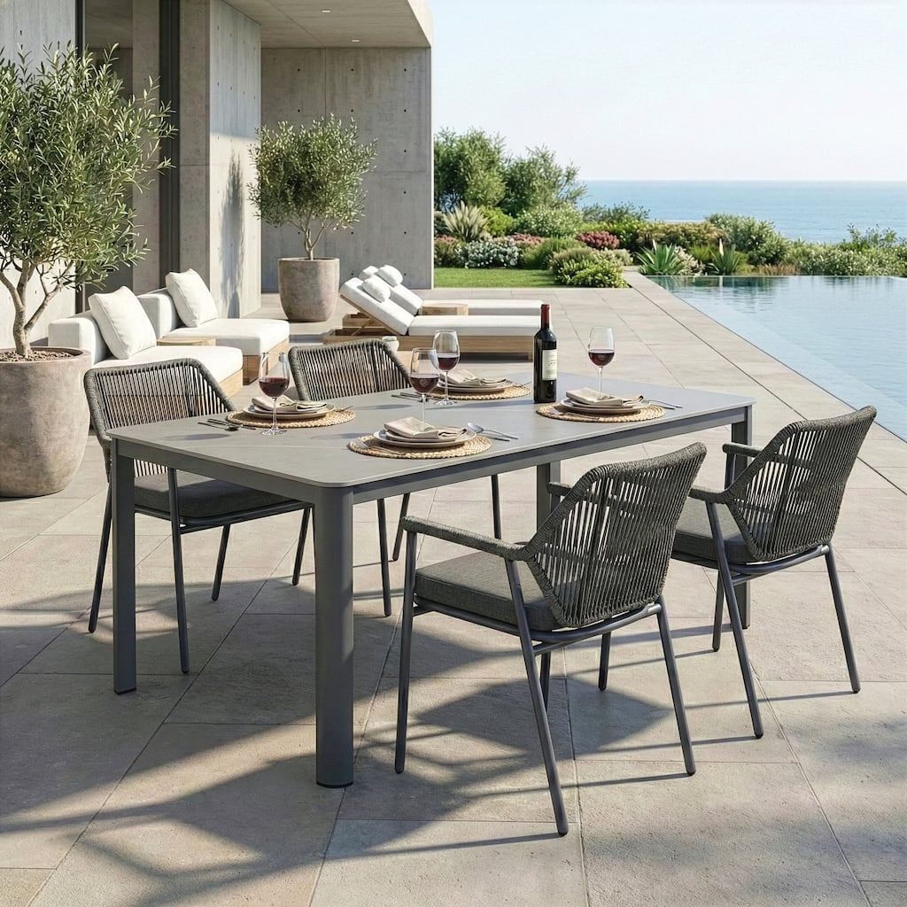 Bisera Grey Outdoor Dining 4 Seats Set