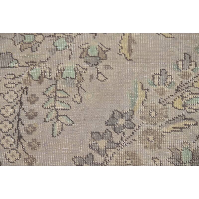 Gray Medallion Tabriz Persian Vintage Rug Hand-Knotted Wool Carpet - 7'10" x 10'9"