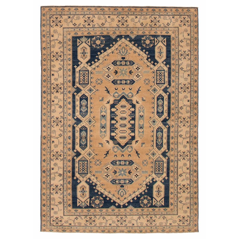 ECARPETGALLERY Hand-knotted Finest Ghazni Tan Wool Rug - 6'0 x 8'7 - Tan - 6'0 x 8'7