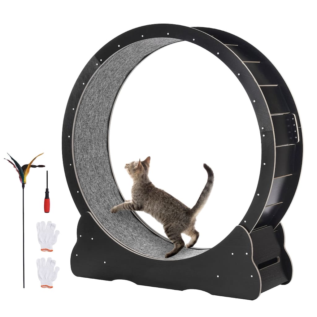 Anmytek Large 43.3" Black Cat Exercise Wheel Treadmill for Indoor Cats
