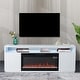 preview thumbnail 2 of 13, 68" Modern RGB LED White TV Stands Console with 36" Fireplace