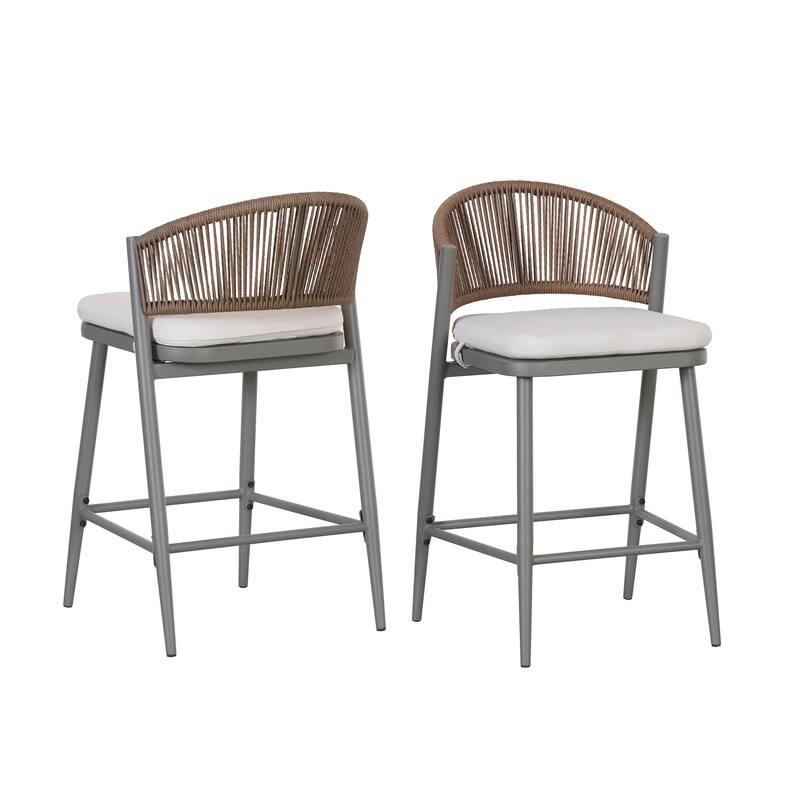 Christopher Knight Home - Beverly Durable Outdoor Counter Stools with Scallop Backrest, Set of 2