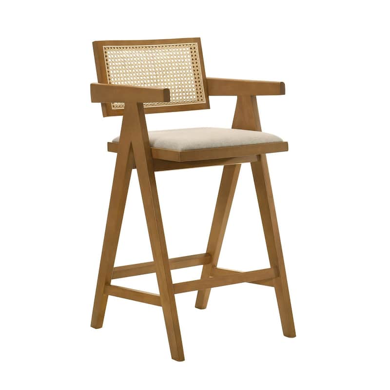 Remy Upholstered Light Walnut Bar Stool (Set of 2)