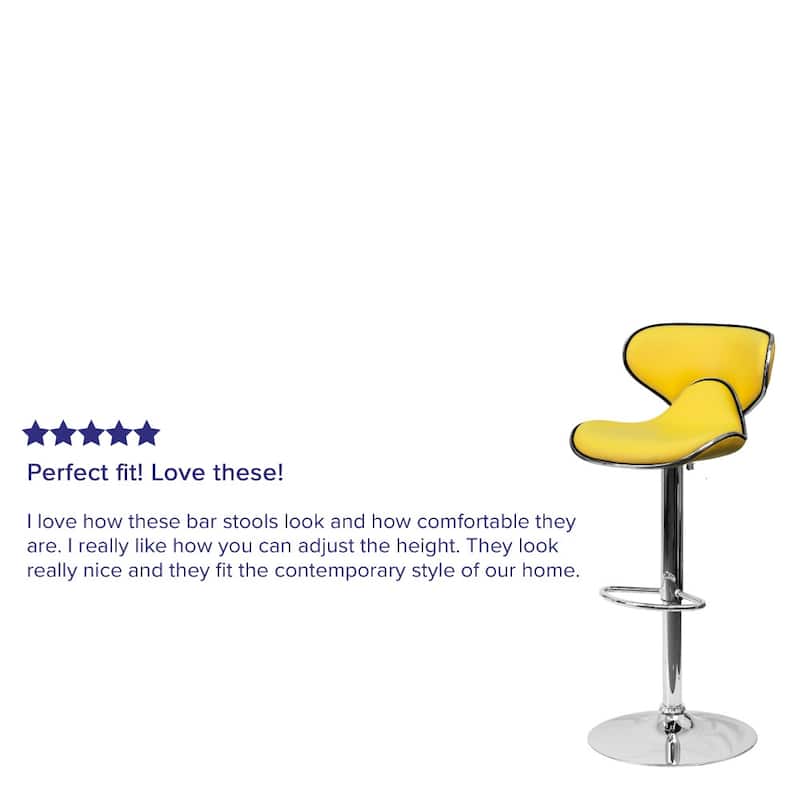 Contemporary Cozy Mid-back Vinyl Height-adjustable Chrome Barstool - 16"W x 17.5"D x 34.5" - 43"H
