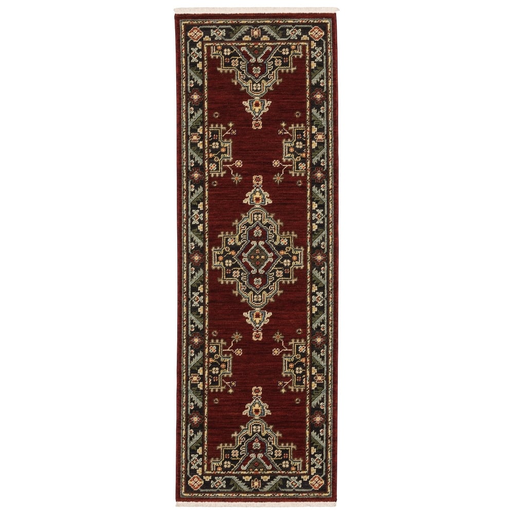 Style Haven Leander Center Medallion Fringed Wool Blend Area Rug