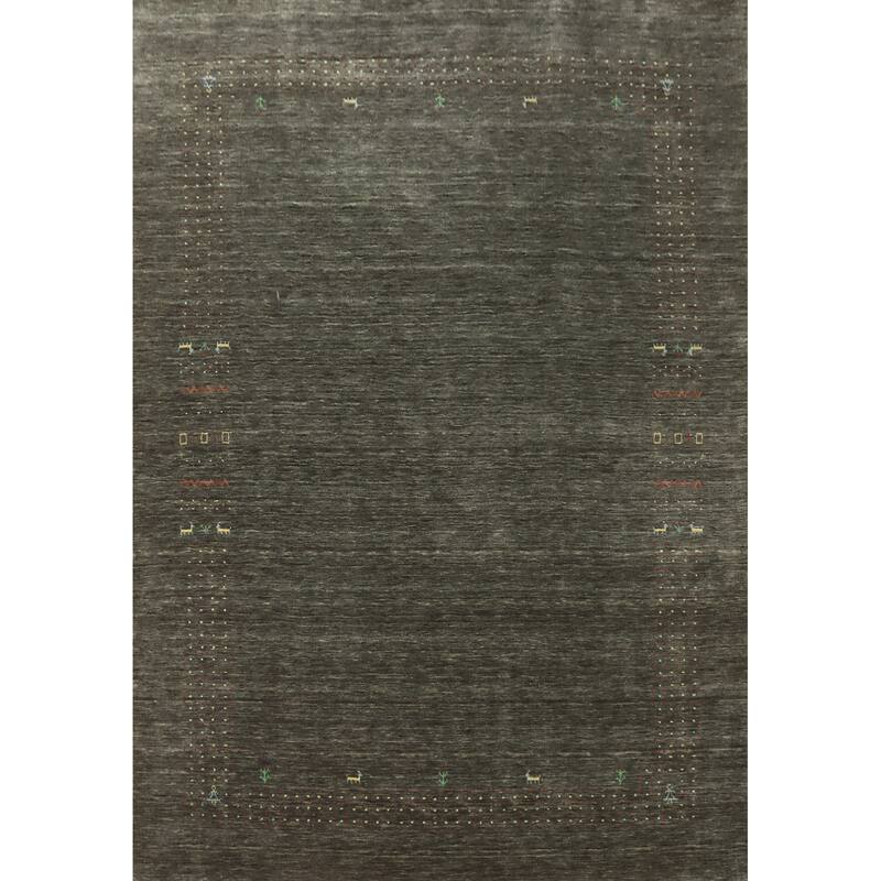 Hand Knotted Oriental 100% Wool Carpet Tribal Animal Pictorial Greys & Charcoal Gabbeh Area Rug - 11' 4'' X 8' 10''