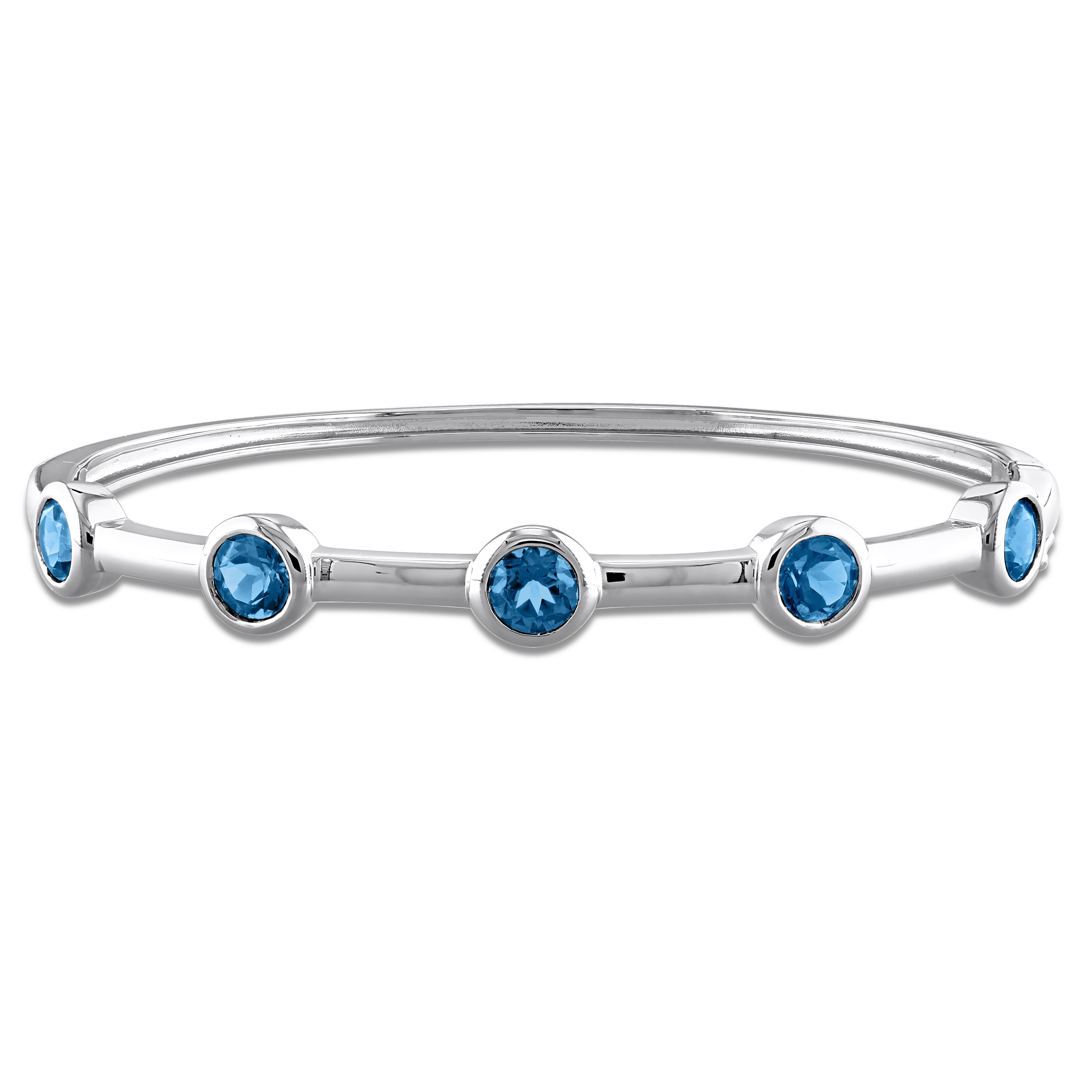 Miadora London Blue Topaz Station Bangle in Sterling Silver