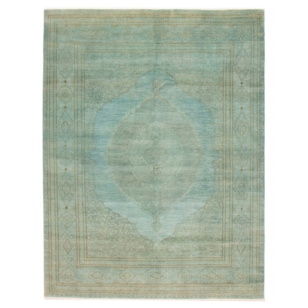 ECARPETGALLERY Hand-knotted Vibrance Light Blue Wool Rug - 9'0 x 11'9