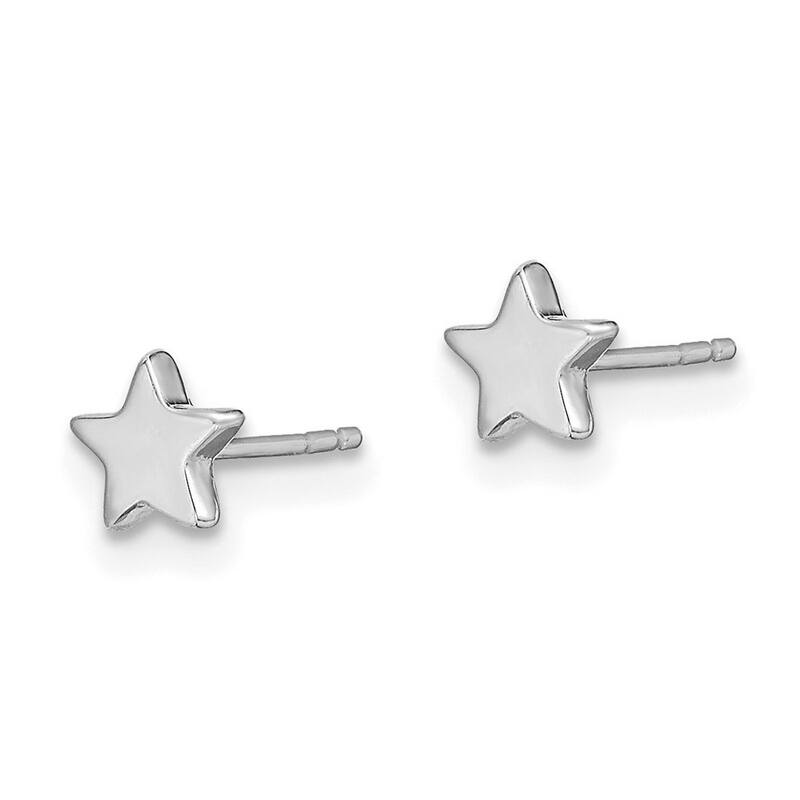 Curata 14k White Gold 5mm Polished Star Post Earrings