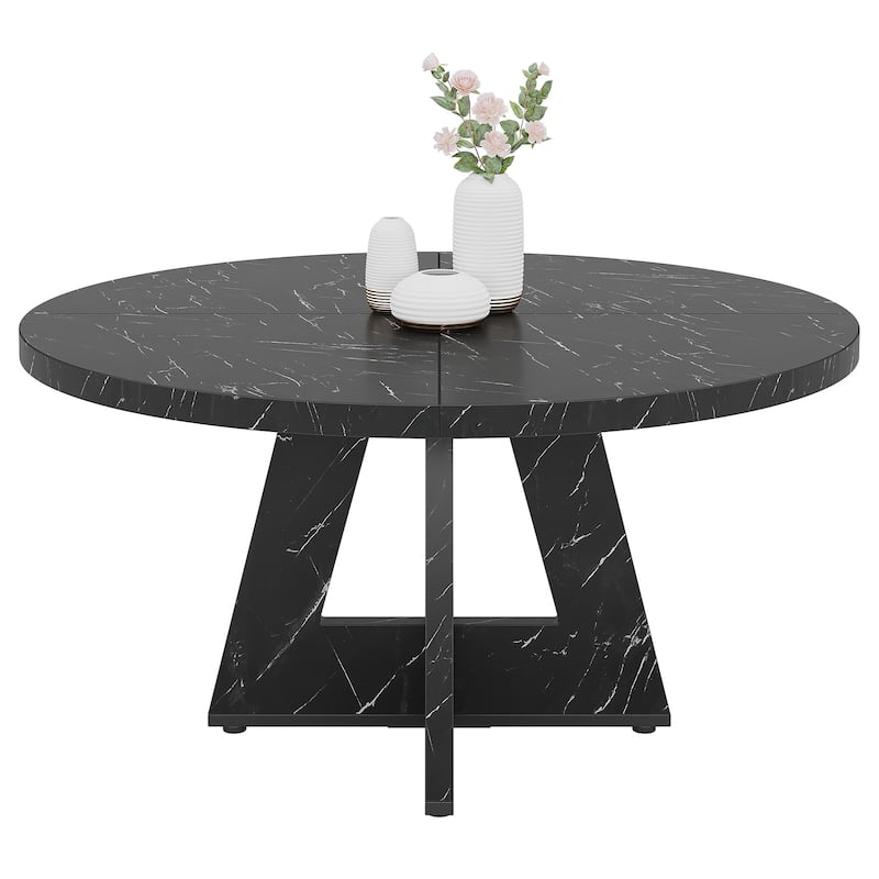 47-inch Wood Round Kitchen Dining Table for Dining Living Room