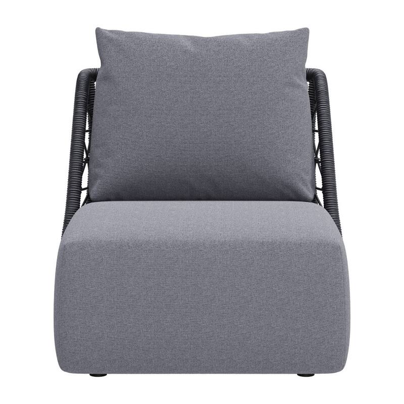 HomeRoots 33" Gray Outdoor Accent Chair with Gray Cushions