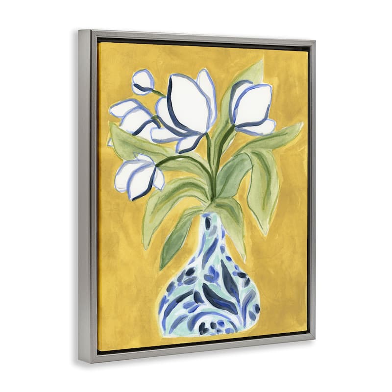 Stupell Bright Tulips in Vase Framed Floater Canvas Wall Art Design By June Erica Vess