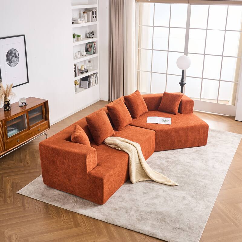 Memory Foam Curved Modular Couch Chenille Deep Seat Sectional Sofa