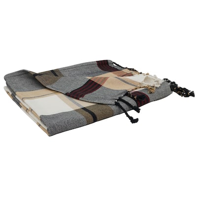 Cotton Throw Blanket With Plaid Design