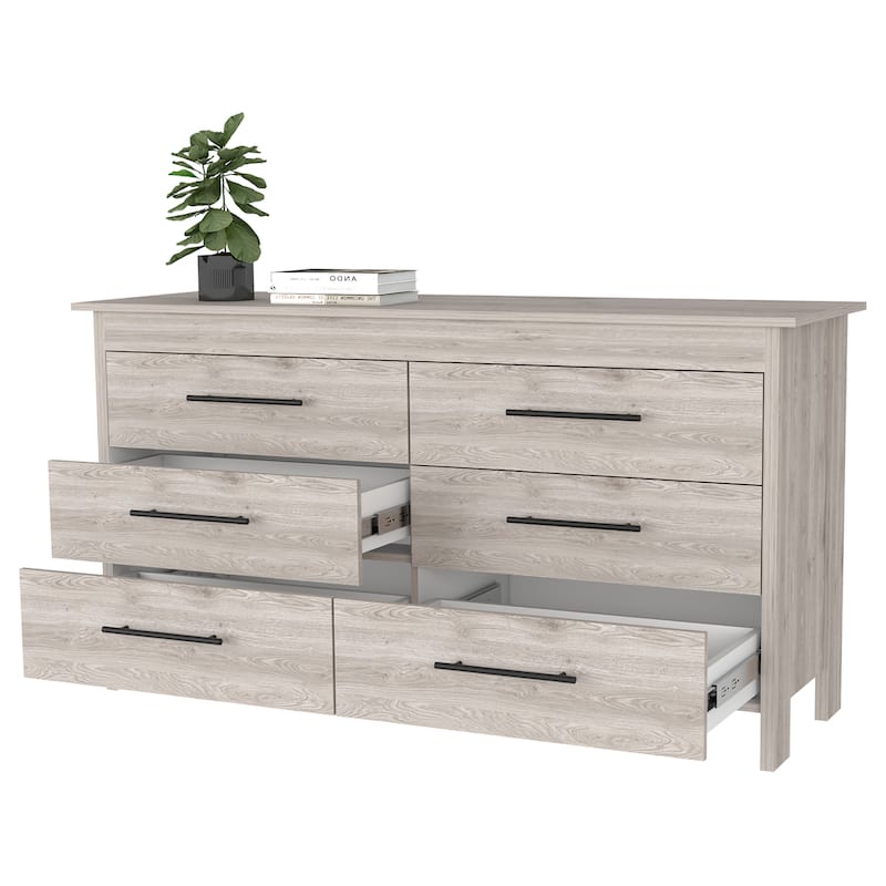 FM Furniture Luxor New Contemporary Six Drawer Double Bedroom Dresser - Beige