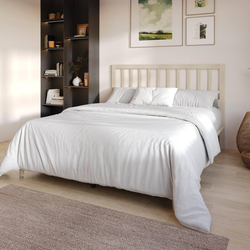 Clayfell Lancaster Platform Bed Frame with Slatted Headboard, No box spring required, Easy Assembly