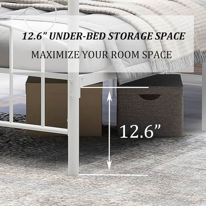 Alazyhome Traditional Metal 4-post Canopy Bed Frame