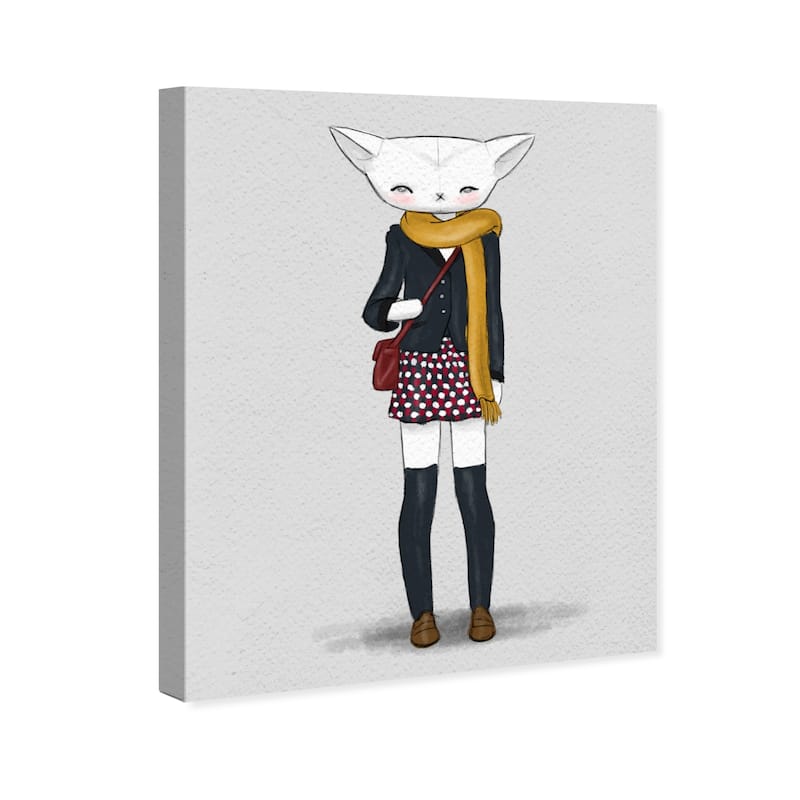 Wynwood Studio Canvas Animals School Kat Gray and Light Gray Bohemian & Eclectic Wall Art Canvas Print