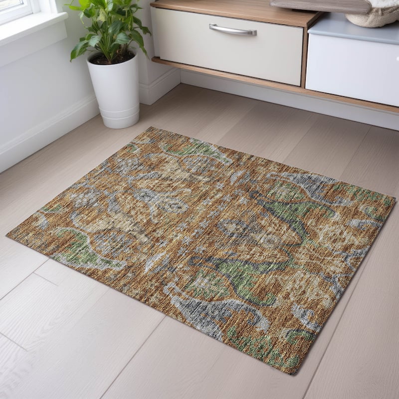 Premium Washable Super Soft Traditional Americana Mayfield Rug - Copper - 1'8" x 2'6"