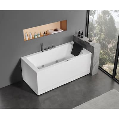 5 ft Acrylic White Rectangular Whirlpool Bathtub w Fixtures