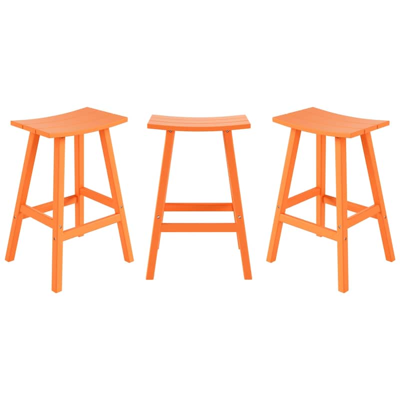 Laguna Hdpe All Weather Outdoor Patio 29" Saddle Seat Bar Stool (Set Of 3)