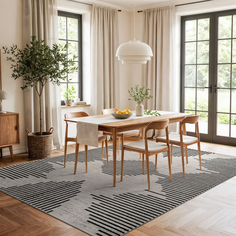 Modern Abstract Area Rug for Living Room, Bedroom, or Entryway - Low Pile Indoor Rug