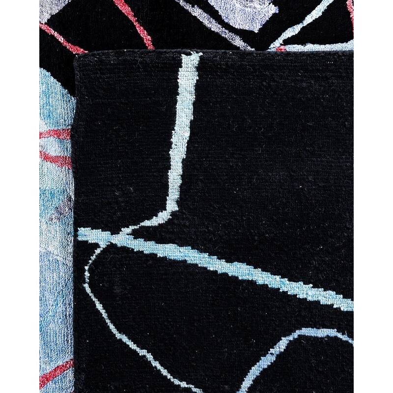Modern One-of-a-Kind Hand-Knotted Area Rug, Black - 9' 1" x 11' 10"