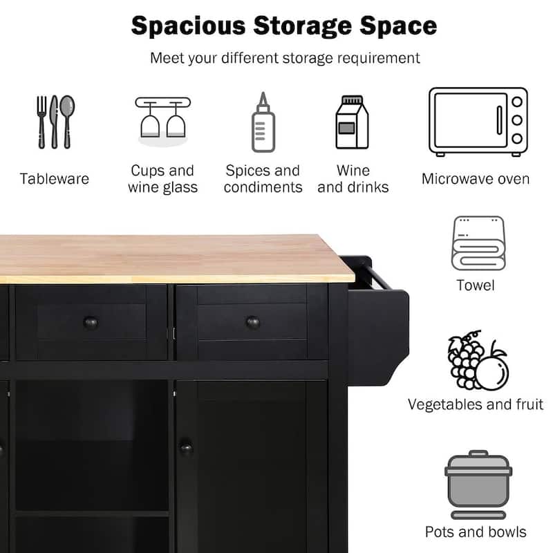 Kitchen Island Cart with Wheels Drop-Leaf, Storage Racks