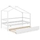 preview thumbnail 10 of 15, Gymax Twin House Bed w/ Trundle w/ Roof & Fence Rails Wooden Platform