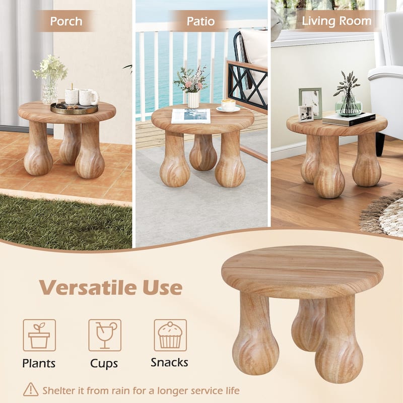 Gymax 24'' Small Solid Mahogany Wood Coffee Table w/Thickened Top