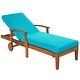 preview thumbnail 3 of 16, Outdoor Solid Wood Chaise Lounge, Patio Reclining Daybed with Wheels