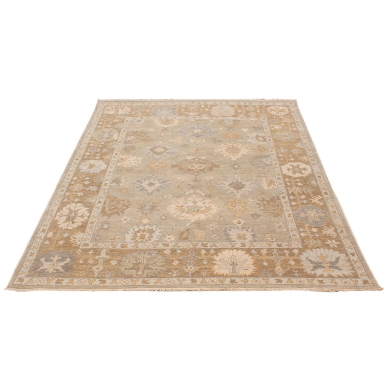 ECARPETGALLERY Hand-knotted Oushak Light Grey Wool Rug - 8'1 x 9'11