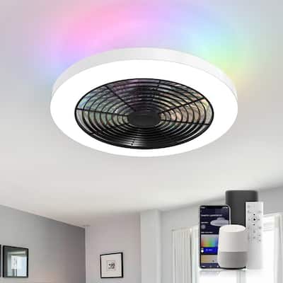 20.9 in.LED Indoor White Ceiling Fan Light with RGB and Remote