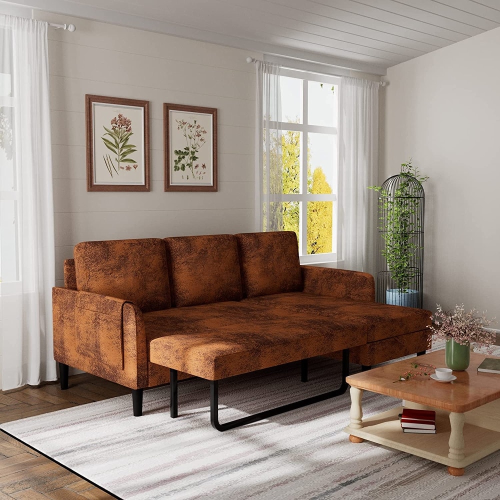 Brown microfiber store sleeper sofa