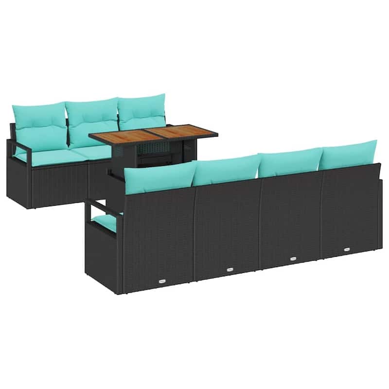 vidaXL 8 Piece Garden Sofa Set with Cushions - 90.6×24.4×27.2