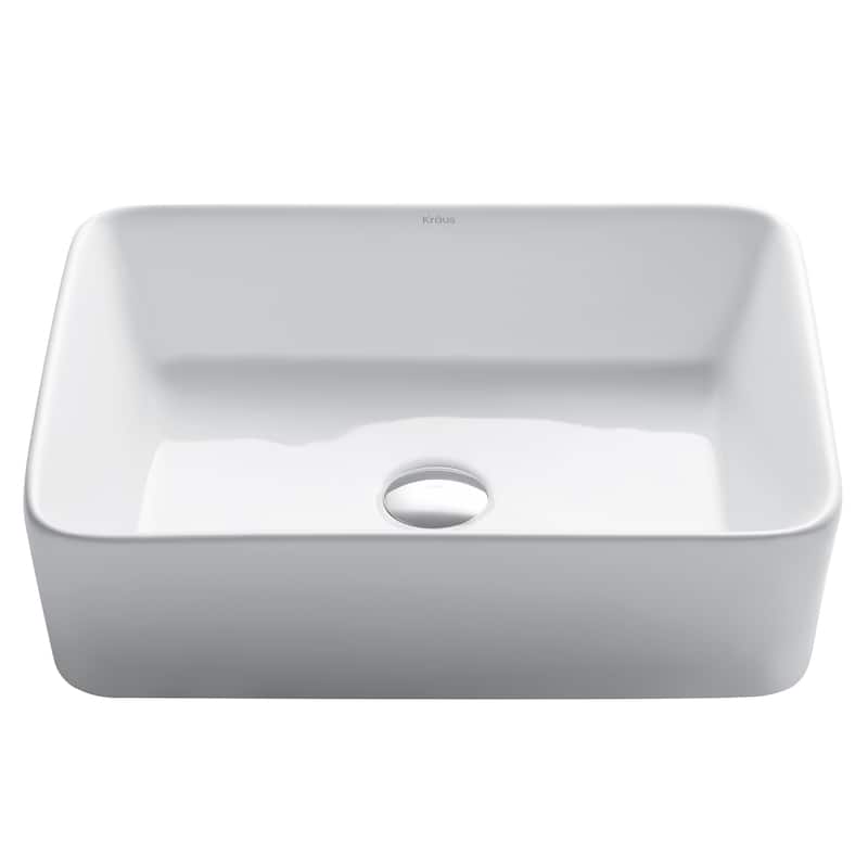 Kraus Elavo 19 inch Rectangle Porcelain Ceramic Vessel Bathroom Sink - White